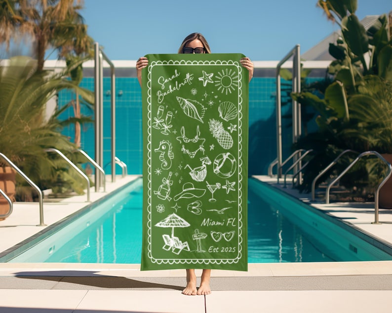 Personalized Bachelorette Beach Towel, Custom Location And Name Bachelorette Party Pool Towel, Bachelorette Trip Gift, Bride, Bridal Shower bild 6