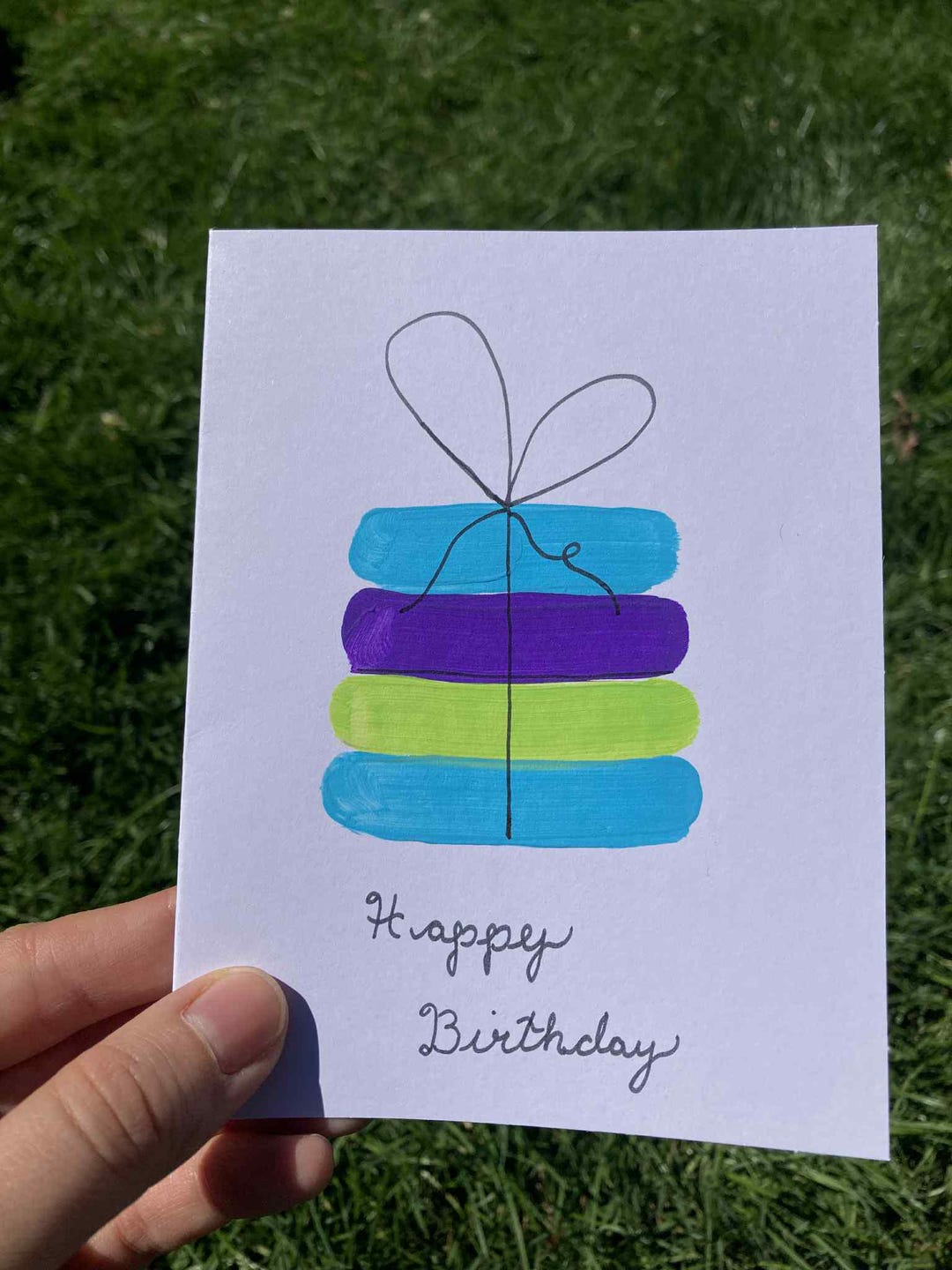 Happy Birthday Cake Design Card - Etsy