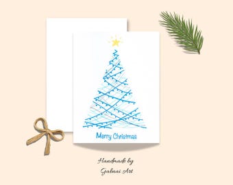 Blue christmas tree card
