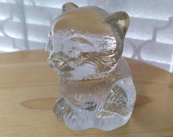Figura/pisapapeles de gato sentado de cristal transparente con textura iridiscente de 7,6 cm (3 pulgadas)