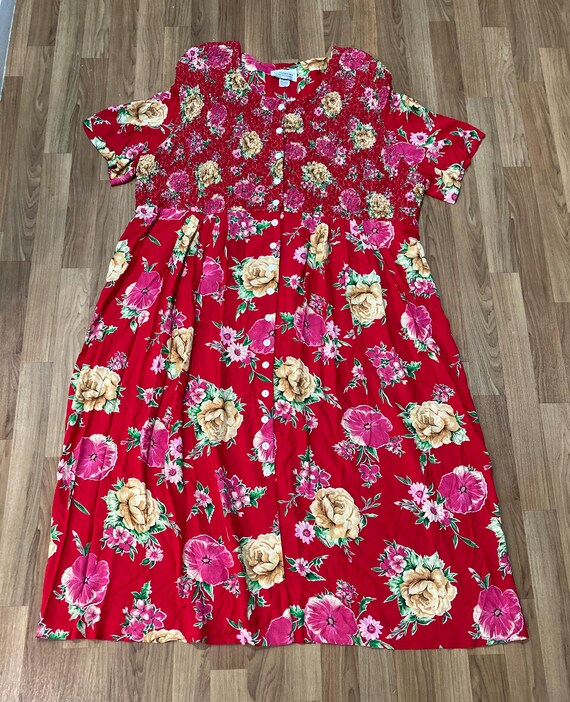 Vintage S.L. Fashions Floral Cottage Maxi Dress Smoked Red Button Up - Etsy  Finland