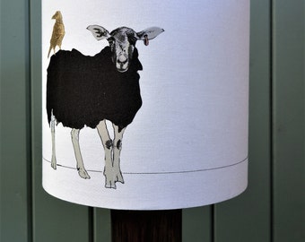 Black sheep and crow lampshade - Black sheep Lighting - Sheep lampshade - Farm lampshade - Contemporary Country Decor - Golden Crow