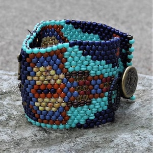 Butterfly Tapestry Bracelet Cuff Free Form Peyote Stitch Bead Weaving BOHO Hand Woven image 8