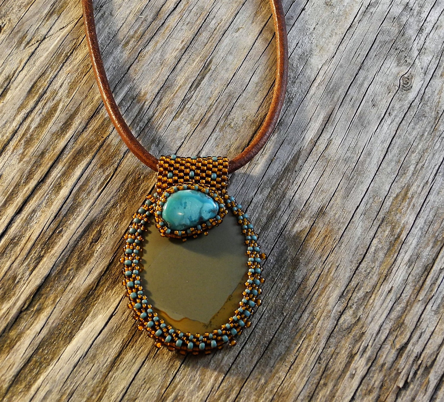 Beaded Cabochon Beaded Bale Necklace Bead Weaving Etsy