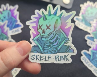 Skeleton Punk Holographic Sticker