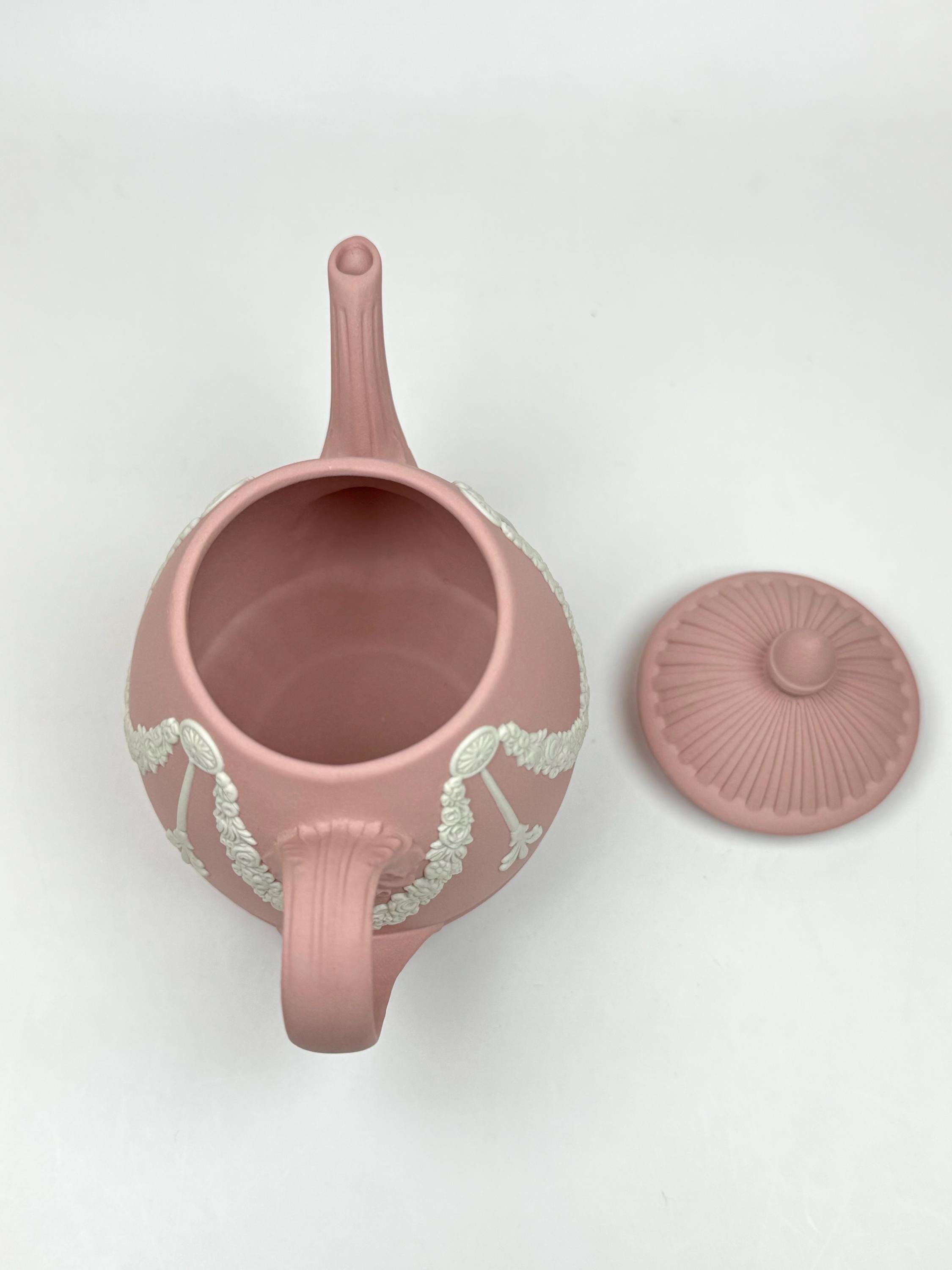 Rare Vintage Wedgwood Pink Jasperware Mini Teapot With Lid, Made