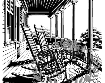 Rustic Rocking Chairs on Porch SVG Bundle - Handcrafted Crafts and Decor