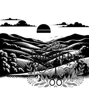Sunset Over Hills SVG Bundle - Nature Scenery Digital Download - Circuit Cut Files