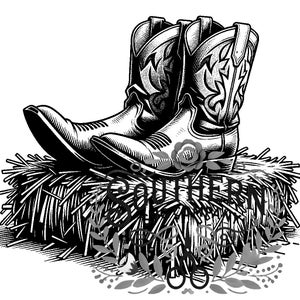 SVG Hay Bale Boots Bundle - Farmhouse Digital Files for Crafts, DIY Projects & Scrapbooking