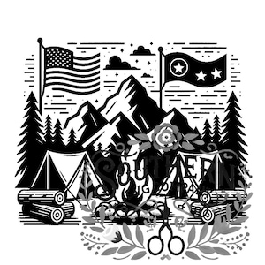 SVG Campfire and Tents Bundle - Wilderness Adventure Cut Files for Cricut & Silhouette, Camping Decor, DIY Crafts