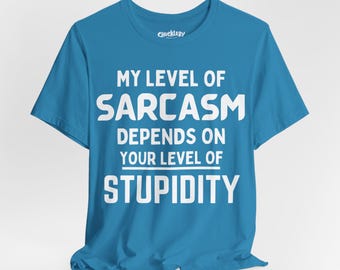 My Level of Sarcasm Depends on Your Level of Stupidity T Shirt, Funny T shirt,  Sarcastic Gift, Sarcasm Shirt, Funny Bday T Shirt