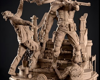 Resident Evil Survival Diorama STL / Scultura pre-supportata e non supportata / Download digitale