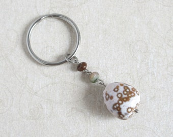 Natural Stone Ocean Jasper Egg Keychains, Gifts For Men