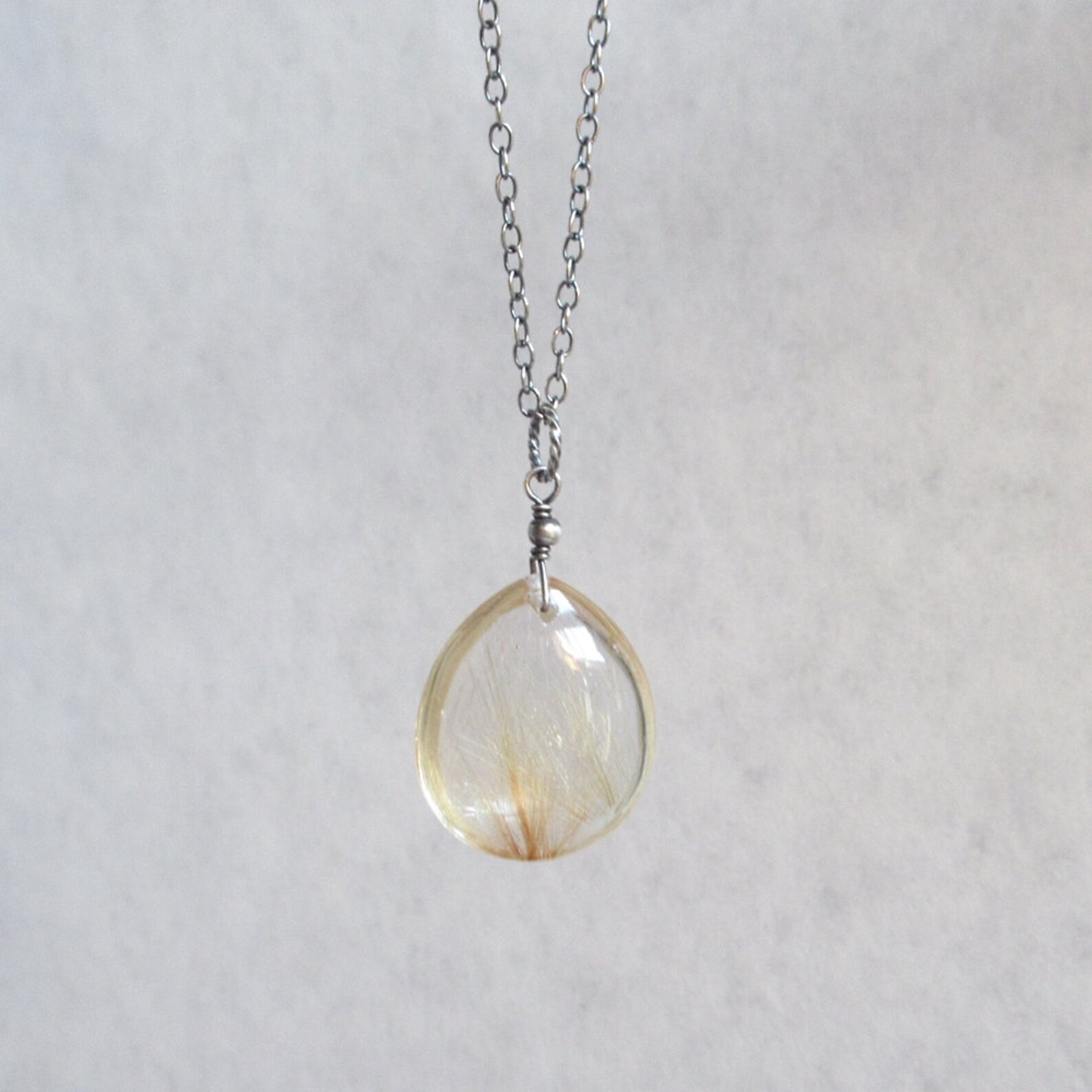 Rutilated Quartz Necklace Golden Rutilated Quartz Pendant Etsy