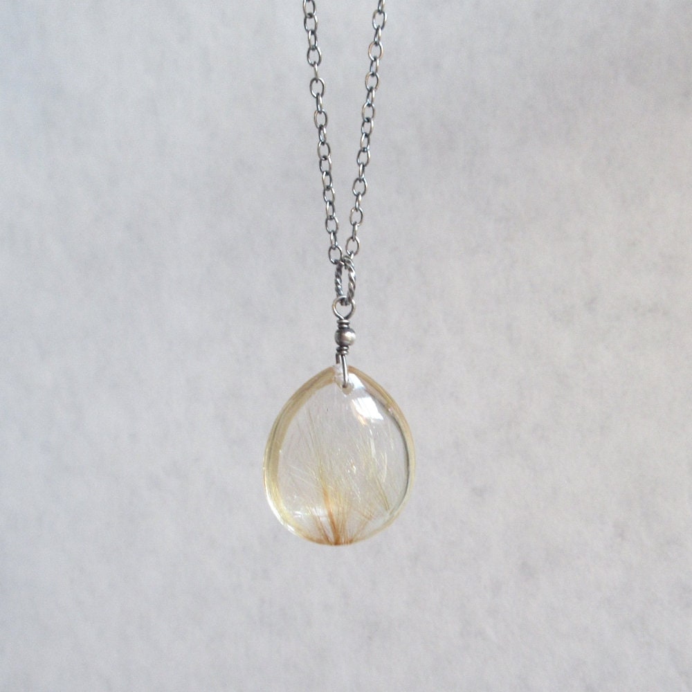 Rutilated Quartz Necklace, Golden Rutilated Quartz Pendant