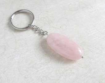 Natural Stone Large Rose Quartz Keychains, Gifts For Men