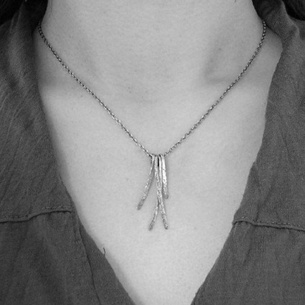 Waterfall Necklace, Sterling Silver Stick Charm, Minimalist Gift For Her