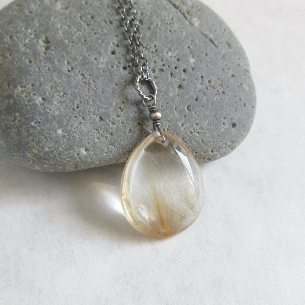 偉大な Necklace, Quartz Rutilated Golden Pendant Quartz Rutilated アクセサリー