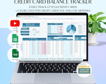 Credit Card Balance Tracker | Debt Payment Spreadsheet | Excel & Google Sheets Template