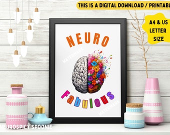 Neuro Fabulous Wall Art, Neurodivergent Print, ND Brain Poster, Autistic Pride, Celebrate Neurodiversity, ADHD Home Decor, Atypical Artwork