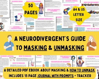 Printable Guide to Neurodivergent Masking, How to Unmask, ND Masking Journal for ADHD & ASD, Autism Masking, Late Diagnosed Autistic Adult