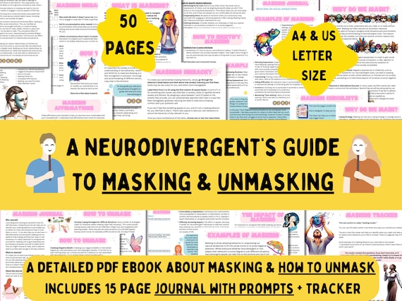 Printable Guide to Neurodivergent Masking, How to Unmask, ND Masking Journal for ADHD & ASD, Autism Masking, Late Diagnosed Autistic Adult