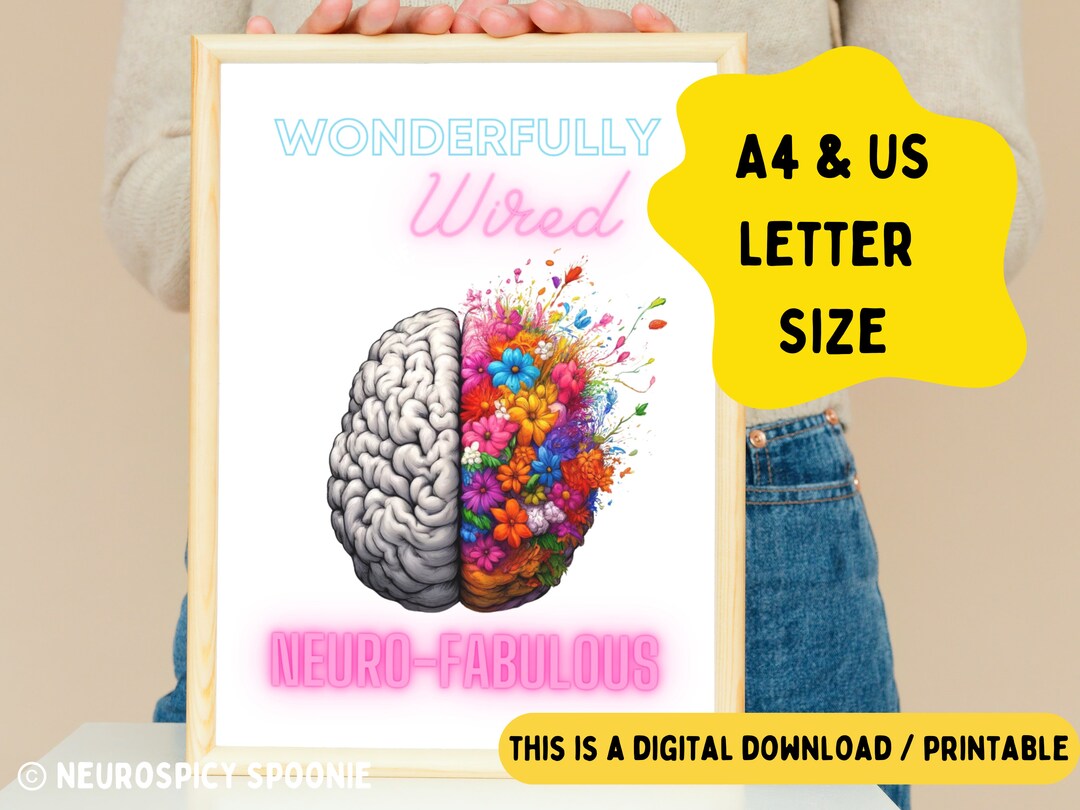 Wonderfully Wired Neurodivergent Print, Neurofabulous Poster, ND Brain