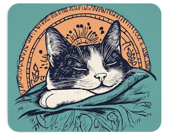 Cozy Cat Mouse Pad - Perfect Gift for Cat Lovers, Work Desk Decor, Unique Pet Themed Decor, Home Office Accessory, Fun Cat Design