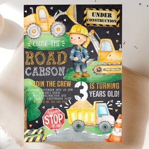 Construction Birthday Invitation, Tractor Excavator Birthday Invitation, Dump Truck Party, Construction Invite, Tractor Birthday Invitation
