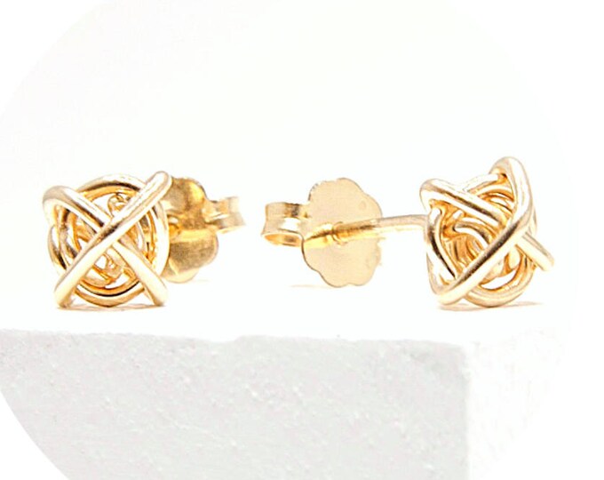 Gold Studs, Wire Knot Gold Stud Earrings, Gold Bridesmaid Earrings