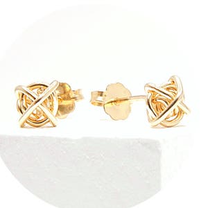 Gold Studs, Wire Knot Gold Stud Earrings, Gold Bridesmaid Earrings
