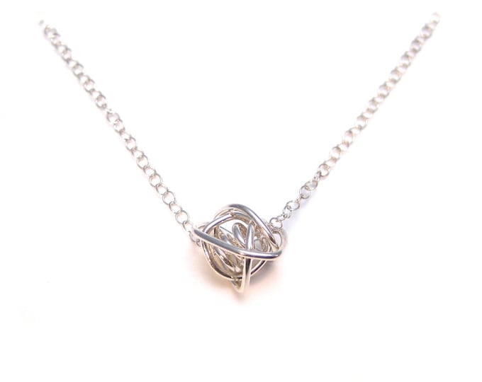 Unique Silver Necklace, Silver Knot Necklace, One of a Kind Pendant Necklace