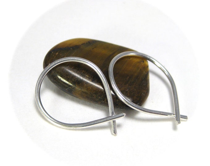 Small Fish Shaped Hoop Earrings, Sterling Silver