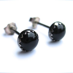 Oxidized Black Stud Earrings, Mens Studs in Black Onyx Studs, Gift for Men, Jewelry for Men, Gift For Him