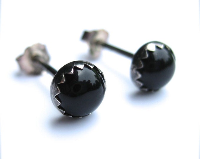 Oxidized Onyx Stud Earrings