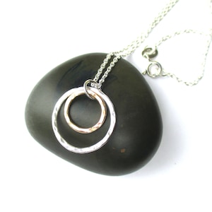 Gold and Silver Circles Mixed Metal Necklace