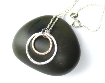 Gold and Silver Circles Mixed Metal Necklace