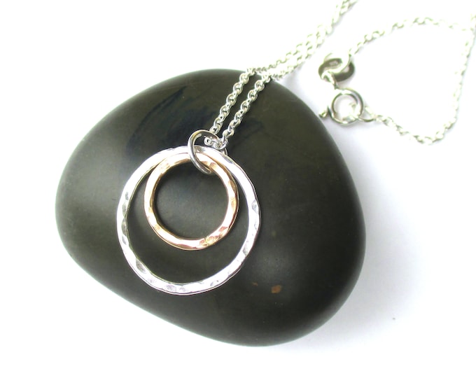 Gold and Silver Circles Mixed Metal Necklace