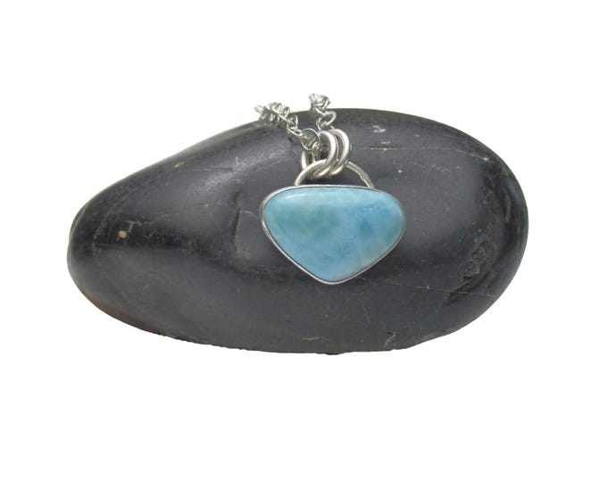 Freeform Larimar Pendant Necklace in Sterling Silver
