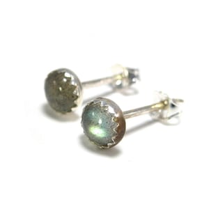 Labradorite and Silver Stud Earrings- Labradorite Stud Earrings, Labradorite Earrings 5mm