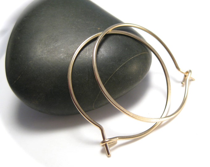 Medium Gold Hoop Earrings, Thin Gold Hoops, Inch Gold Hoops