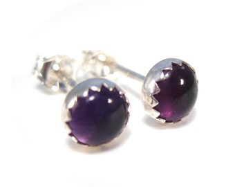 Amethyst Stud Earrings, 5 mm Studs, Amethyst Earrings