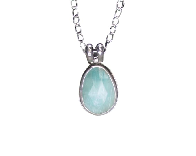 Amazonite Pendant Necklace in Sterling Silver