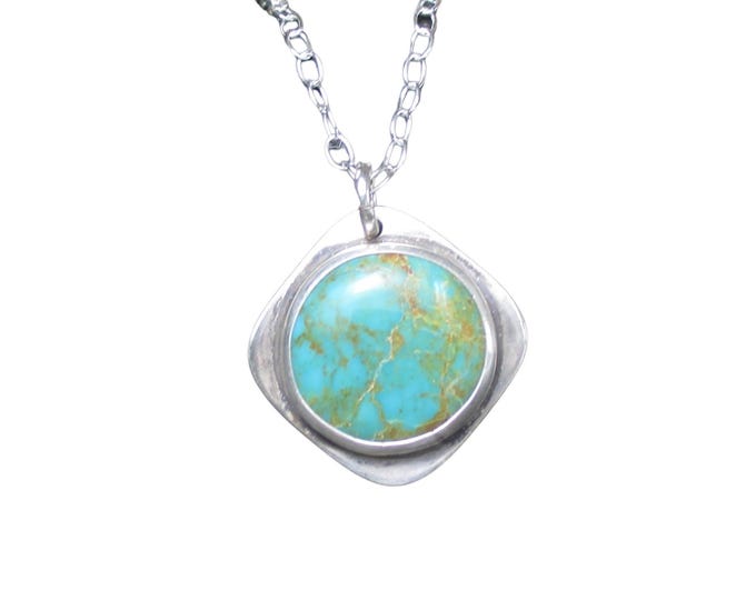 Nevada Turquoise Pendant Necklace in Sterling Silver