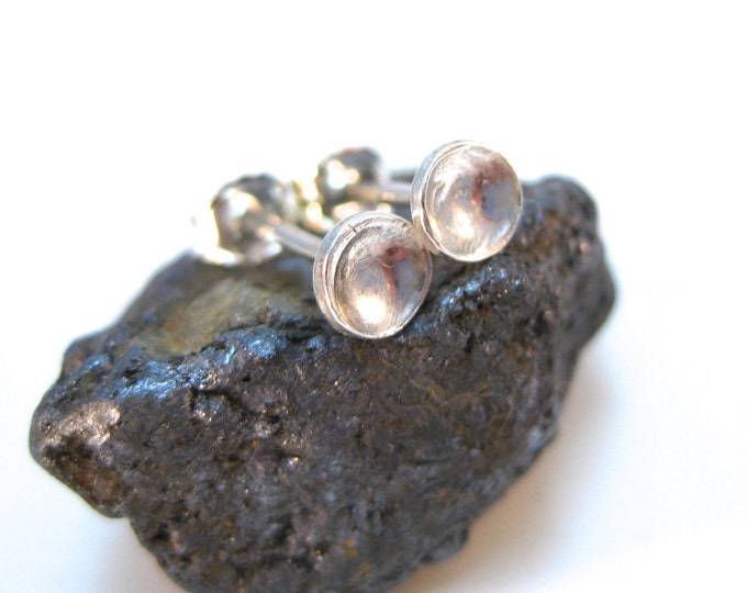 Tiny Silver Stud Earrings- Silver Cup Studs, Earring Studs