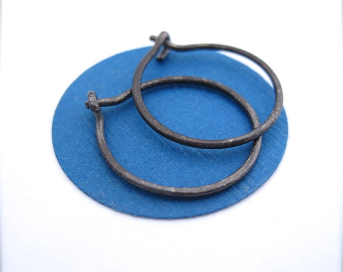 Black Hoops, Black Hoop Earrings, Oxidized Hoops, Simple Black Hoops