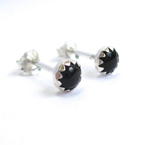 Black Stud Earrings, Mens Studs or Unisex Black Onyx Stud Earrings