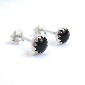 Black Stud Earrings, Mens Studs or Unisex Black Onyx Stud Earrings image 1