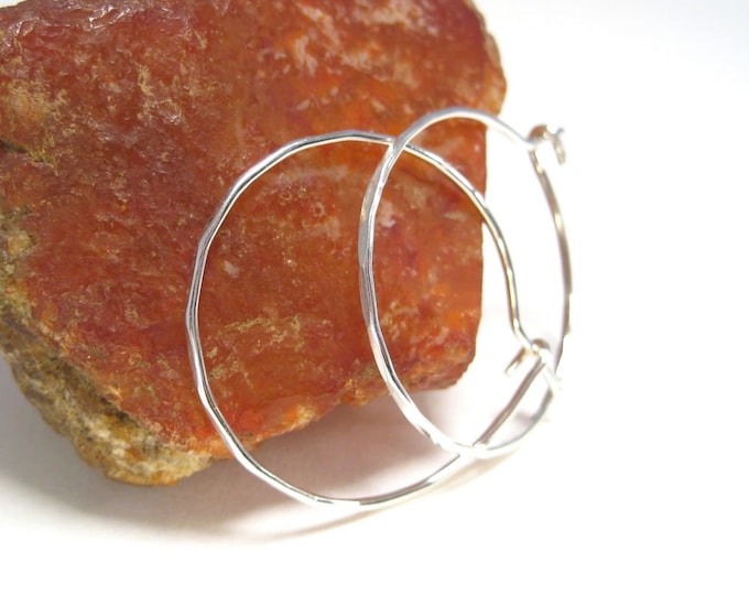 Small Hammered Silver Hoop Earrings, Textured Hoops, Medium Sterling Silver Hoop Earrings