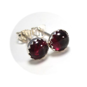 Garnet Stud Earrings, Sterling Silver Garnet Post Earrings, Garnet Earrings, January Birthstone Jewelry